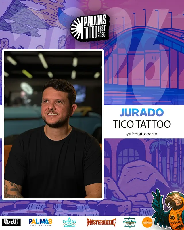 Arte de divulgação do jurado Tico Tattoo